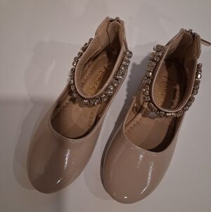 Nanette Lepore Beige Kids Shoes with Rhinestone Detail